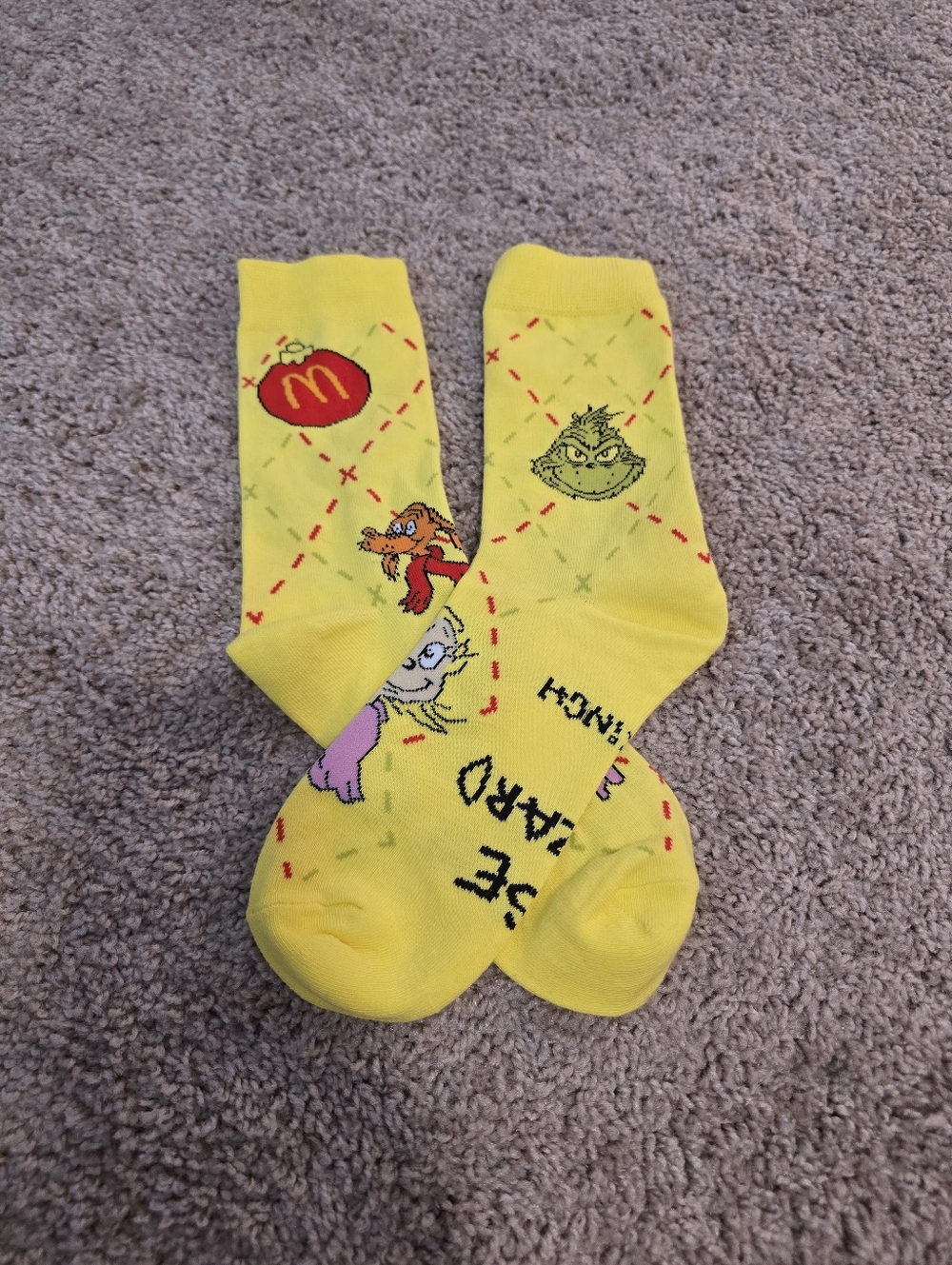 McDonald's Grinch Socks Yellow New